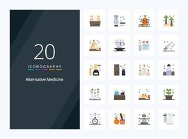 20 Alternative Medicine Flat Color icon for presentation vector