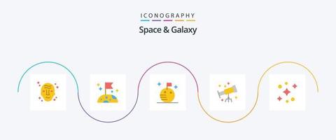 paquete de iconos de espacio y galaxia plana 5 que incluye. espacio. bandera. galaxia. espacio vector