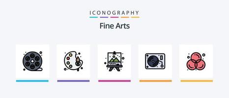 Fine Arts Line Filled 5 Icon Pack Including video. arts. art. art. graphic. Creative Icons Design vector