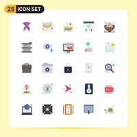 Group of 25 Modern Flat Colors Set for dinner develop operation coding app Editable Vector Design Elements