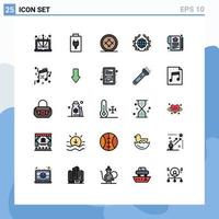 Mobile Interface Filled line Flat Color Set of 25 Pictograms of home world cake day earth Editable Vector Design Elements