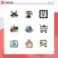 Universal Icon Symbols Group of 9 Modern Filledline Flat Colors of day chat insignia question answer Editable Vector Design Elements