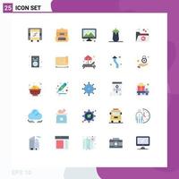 Set of 25 Modern UI Icons Symbols Signs for folder favorite computer vegetables eggplant Editable Vector Design Elements