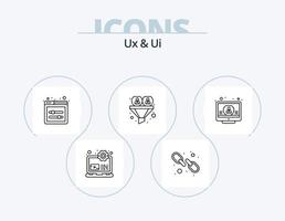 ux y ui line icon pack 5 diseño de iconos. menú. desarrollo. sitio. código. ordenador portátil vector