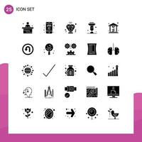 Group of 25 Solid Glyphs Signs and Symbols for bank cupsakes transport cupcake baking Editable Vector Design Elements