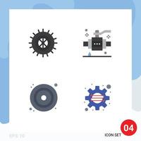 Group of 4 Modern Flat Icons Set for studded dvd buildings valve business Editable Vector Design Elements