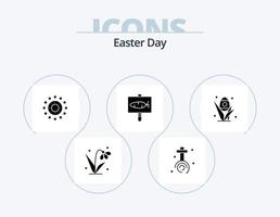 Easter Glyph Icon Pack 5 Icon Design. grass. holiday. flower. easter. board vector