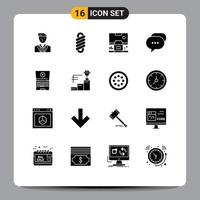 paquete de iconos de vector de stock de 16 signos y símbolos de línea para mensajes de computadora portátil sala de conversación de cabina elementos de diseño de vector editables