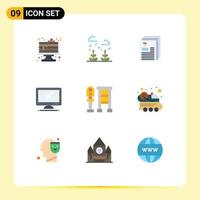 9 Thematic Vector Flat Colors and Editable Symbols of pc device account monitor profile Editable Vector Design Elements