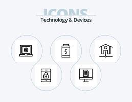 paquete de iconos de línea de dispositivos 5 diseño de iconos. . móvil. . dispositivos vector