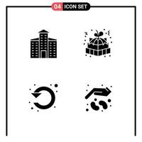 User Interface Pack of 4 Basic Solid Glyphs of building refresh christmas gift gift box rotate Editable Vector Design Elements