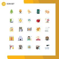 25 Thematic Vector Flat Colors and Editable Symbols of food mobile furniture camera nature Editable Vector Design Elements