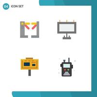 Set of 4 Vector Flat Icons on Grid for access sign board underground street branding Editable Vector Design Elements