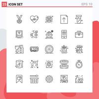 Modern Set of 25 Lines and symbols such as tube import favorite document cooler Editable Vector Design Elements