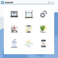 Set of 9 Modern UI Icons Symbols Signs for cash hour gear glass cyber monday Editable Vector Design Elements