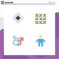 Modern Set of 4 Flat Icons Pictograph of sign male symbols nature symbol Editable Vector Design Elements