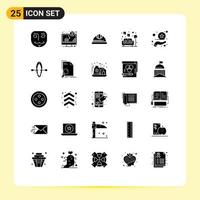 25 Universal Solid Glyphs Set for Web and Mobile Applications rating premium cap sofa couch Editable Vector Design Elements