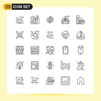 Paquete de 25 líneas de interfaz de usuario de signos y símbolos modernos de negocios de juegos construcción de negocios elementos de diseño vectorial editables en Internet vector
