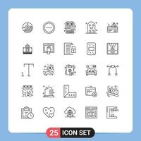 25 Universal Line Signs Symbols of ghost copy minus celebration education Editable Vector Design Elements