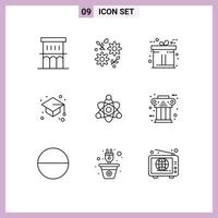 conjunto de 9 iconos modernos de la interfaz de usuario signos de símbolos para educar el estudio de la gorra de posgrado de la boda volver a la escuela elementos de diseño vectorial editables vector