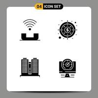 4 User Interface Solid Glyph Pack of modern Signs and Symbols of device office support investment work Editable Vector Design Elements