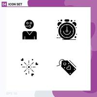 4 Solid Glyph concept for Websites Mobile and Apps avatar time support ecommerce celebration Editable Vector Design Elements