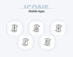 paquete de iconos de línea de aplicaciones móviles 5 diseño de iconos. interfaz. aplicaciones móvil. aplicación móvil vector