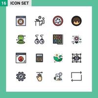 Mobile Interface Flat Color Filled Line Set of 16 Pictograms of food dessert person laboratory equipment Editable Creative Vector Design Elements