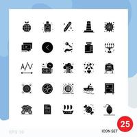 User Interface Pack of 25 Basic Solid Glyphs of options generate school supplies gear under Editable Vector Design Elements