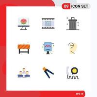 User Interface Pack of 9 Basic Flat Colors of board road bin block remove Editable Vector Design Elements