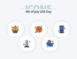 paquete de iconos llenos de línea de EE. UU. 5 diseño de iconos. fecha. americano. americano. deporte. hokey vector