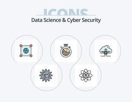 paquete de iconos lleno de línea de seguridad cibernética y ciencia de datos 5 diseño de iconos. profundo . minería. gráfico. ciencia de datos datos vector