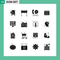 Stock Vector Icon Pack of 16 Line Signs and Symbols for date calendar obstacle help communication Editable Vector Design Elements