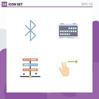 conjunto de 4 iconos planos vectoriales en cuadrícula para elementos de diseño vectorial editables del servidor de lanzamiento de calendario de alojamiento bluetooth vector