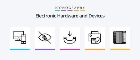 paquete de iconos de la línea 5 de dispositivos que incluye guardar. disquete. hardware. teléfono. Mac. diseño de iconos creativos vector