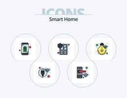 Smart Home Line Filled Icon Pack 5 Icon Design. alert. smart. washroom. property. network vector