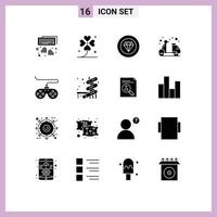 16 iconos creativos signos y símbolos modernos del rendimiento de la bicicleta de la suerte del crucero de verano elementos de diseño vectorial editables vector
