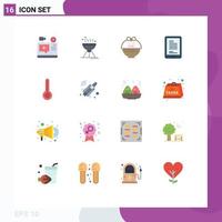 16 User Interface Flat Color Pack of modern Signs and Symbols of temperature hardware grill coding nature Editable Pack of Creative Vector Design Elements