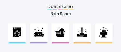 paquete de iconos de glifo 5 de baño que incluye. baño. habitación. lavabo. diseño de iconos creativos vector