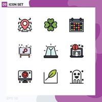 Universal Icon Symbols Group of 9 Modern Filledline Flat Colors of message board gift ad contact us Editable Vector Design Elements