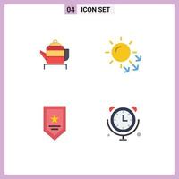 Pack of 4 Modern Flat Icons Signs and Symbols for Web Print Media such as tea prize chinese skin winner Editable Vector Design Elements
