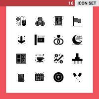 Mobile Interface Solid Glyph Set of 16 Pictograms of down usa cupboard thanksgiving american Editable Vector Design Elements