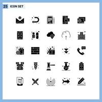conjunto de 25 iconos de ui modernos símbolos signos para pasaporte identidad cuaderno compras pago elementos de diseño vectorial editables vector