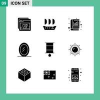 Modern Set of 9 Solid Glyphs and symbols such as toy child analytic baby interior Editable Vector Design Elements