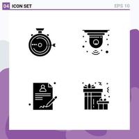 Set of 4 Commercial Solid Glyphs pack for launch medical release circuit doctor Editable Vector Design Elements