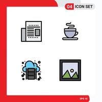 4 Creative Icons Modern Signs and Symbols of article movie read cup decor Editable Vector Design Elements