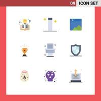 Set of 9 Modern UI Icons Symbols Signs for winner prize photo business achievement Editable Vector Design Elements