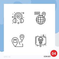 Pack of 4 Modern Filledline Flat Colors Signs and Symbols for Web Print Media such as e learning destination play navigation map Editable Vector Design Elements