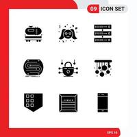 Modern Set of 9 Solid Glyphs and symbols such as internet match computing convergence business Editable Vector Design Elements