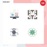 4 Thematic Vector Flat Icons and Editable Symbols of communications research internet of things game revenue Editable Vector Design Elements